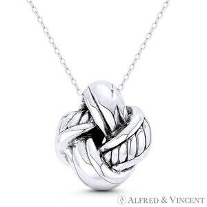 Love Knot Charm Pendant in Oxidized .925 Sterling Silver